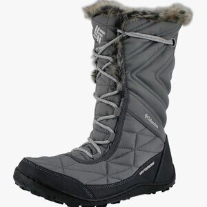 NWOT Women's sz 5 Columbia Women's Gray Lace-Up Waterproof Winter Boots Faux Fur